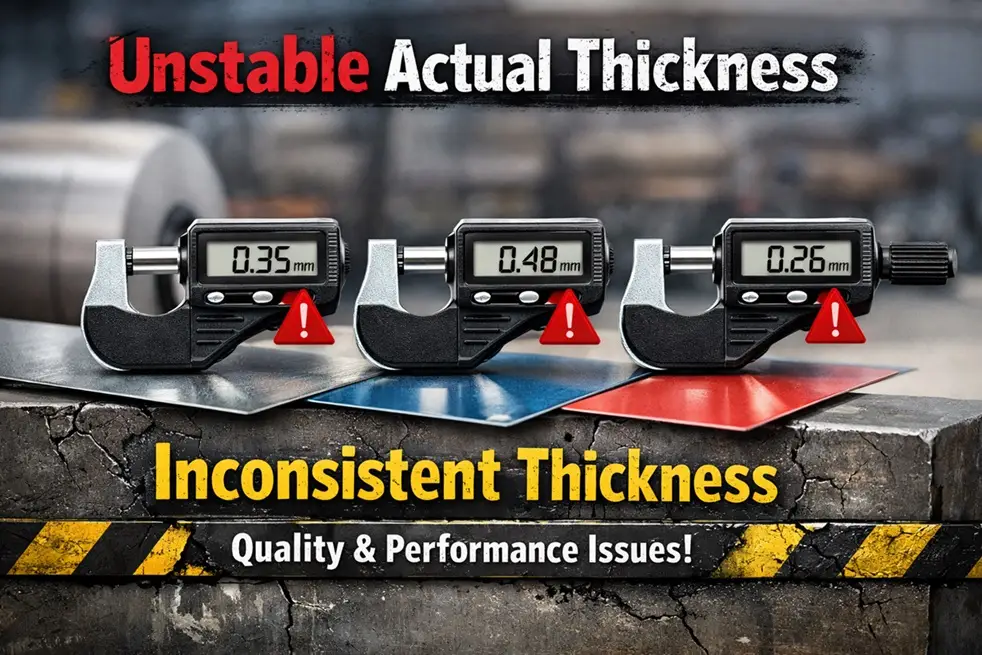 Unstable actual thickness